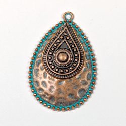 Decorative Double Hammered Teardrop Pendant Antique Bronze Patina