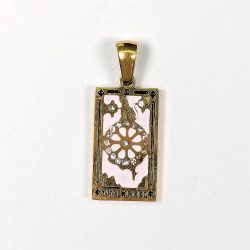 18k Real Gold Plated Stainless Steel The Wheel of Fortune Tarot Card Charm