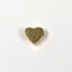 18K Real Gold Floating Heart Charm Bead Gold