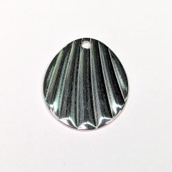 Stainless Steel Silver Wave Teardrop Oval Charm