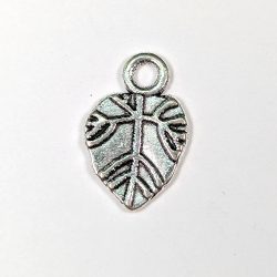 Antique Silver Small Teardrop Veined Leaf Charm