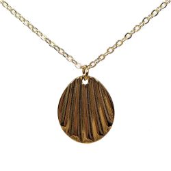 Stainless Steel Gold Wave Teardrop Oval Necklace