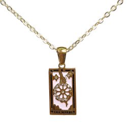 18k Real Gold Plated Stainless Steel The Wheel of Fortune Tarot Card Necklace