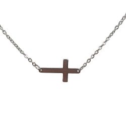 Stainless Steel Cross Connector Silver Necklace