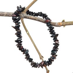 Black Irregular Coral Chips Stretch Bracelet