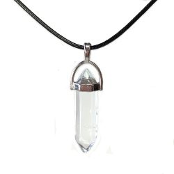 Clear Glass Hexagonal Pointed Pendant Necklace