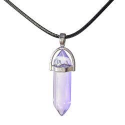 Clear Lilac Purple Glass Hexagonal Pointed Pendant Necklace