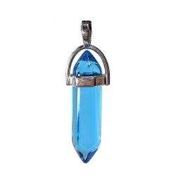 Clear Blue Glass Hexagonal Pointed Pendant