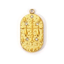 18K Real Gold Plated Libra Zodiac Cubic Zirconia Stainless Steel Charm
