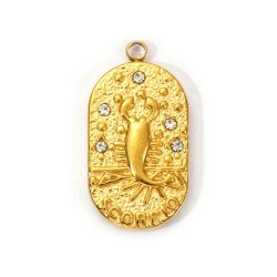 18K Real Gold Plated Scorpio Zodiac Cubic Zirconia Stainless Steel Charm