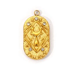 18K Real Gold Plated Taurus Zodiac Cubic Zirconia Stainless Steel Charm