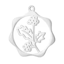 Silver Stainless Steel Holly December Birthday Flower Hoop Charm