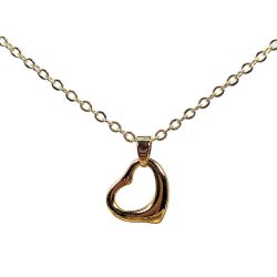 18K Real Gold Plated Sterling Silver Hollow Heart Necklace
