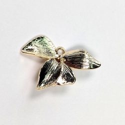 Decorative Orchid Flower Charm / Connector KC Gold