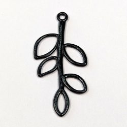 Hollow Cutout Leaf Branch Pendant Black