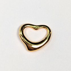 18K Real Gold Plated Sterling Silver Hollow Heart Charm