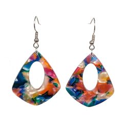Colorful Tortoiseshell Hollow Teardrop Resin Earrings