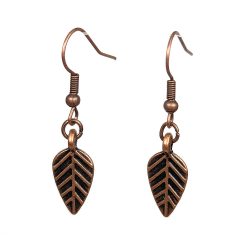 Antique Copper Small Double Sided Leaf Earrings