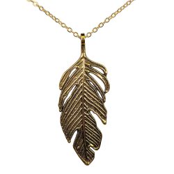Large Leaf Antique Gold Necklace