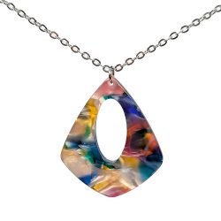 Colorful Tortoiseshell Hollow Teardrop Resin Necklace