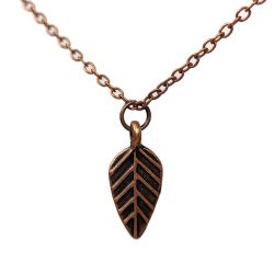 Antique Copper Small Double Sided Leaf Necklace