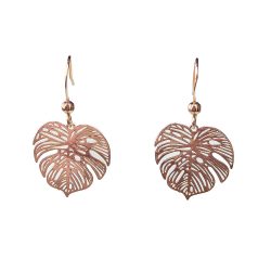 Rose Gold Hollow Delicate Filigree Monstera Leaf Earrings