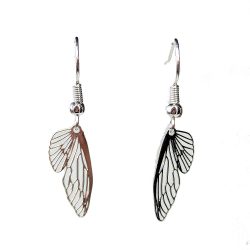 Silver Hollow Delicate Filigree Butterfly Wing Earrings