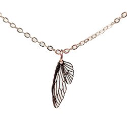 Rose Gold Hollow Delicate Filigree Butterfly Wing Necklace