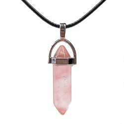 Watermelon Cherry Quartz Natura Hexagonal Pointed Necklace