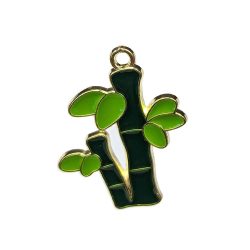 Bamboo Branch Leaf Charm Gold