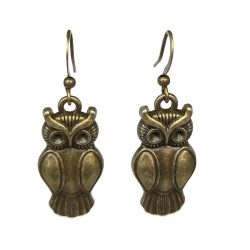 Antique Bronze Narrow Owl Earrings