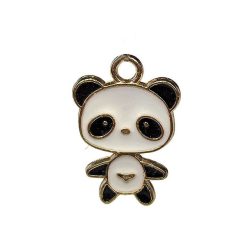 Standing Panda  Enamel Charm Gold