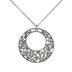 Large Hollow Decorative Round Hoop Geometric Necklace