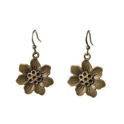 Antique Bronze Six Petal Flower Earrings