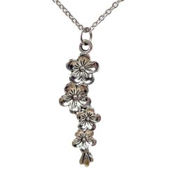 Antique Silver Flowers on a Branch Necklace