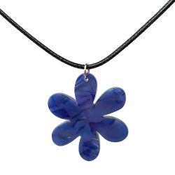 Resin Acetate Large Blue Daisy Flower Necklace