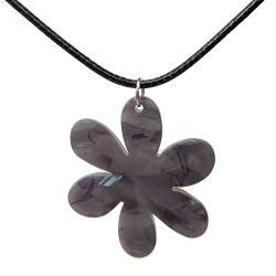 Resin Acetate Large Black Grey Daisy Flower Necklace
