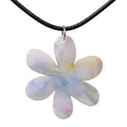 Resin Acetate Large Light Blue Daisy Flower Necklace