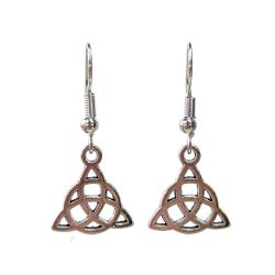 Small Trinity Celtic Knot Triangle Antique Silver Earrings