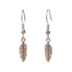 Silver Tiny Feather Charm Earrings