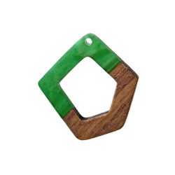 Green Marble Hollow Irregular Resin Geometric Wood Pendant