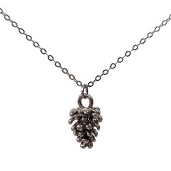 Detailed 3D Pine Cone Black Gunmetal Necklace