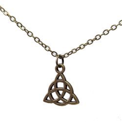 Small Trinity Celtic Knot Triangle Antique Bronze Necklace