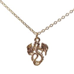 KC Gold Small Dragon With Wings Necklace