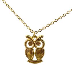 Antique Gold Cute Hollow Small Owl Necklace