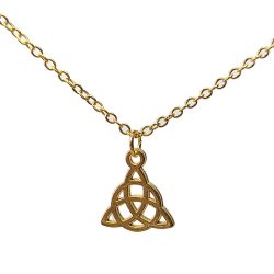 Small Trinity Celtic Knot Triangle Antique Gold Necklace