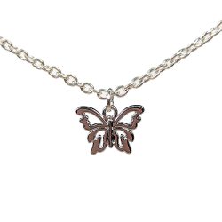 Delicate Hollow Butterfly Charm Silver Necklace