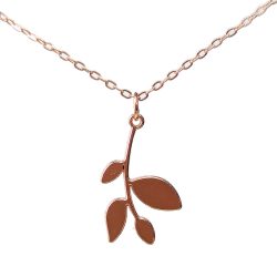 Rose Gold Modern Branch Leaves Leaf Necklace