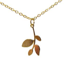 Gold Modern Branch Leaves Leaf Necklace