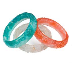 Mica Clear Marble Slip-on Decorative Bangle Resin Bracelet